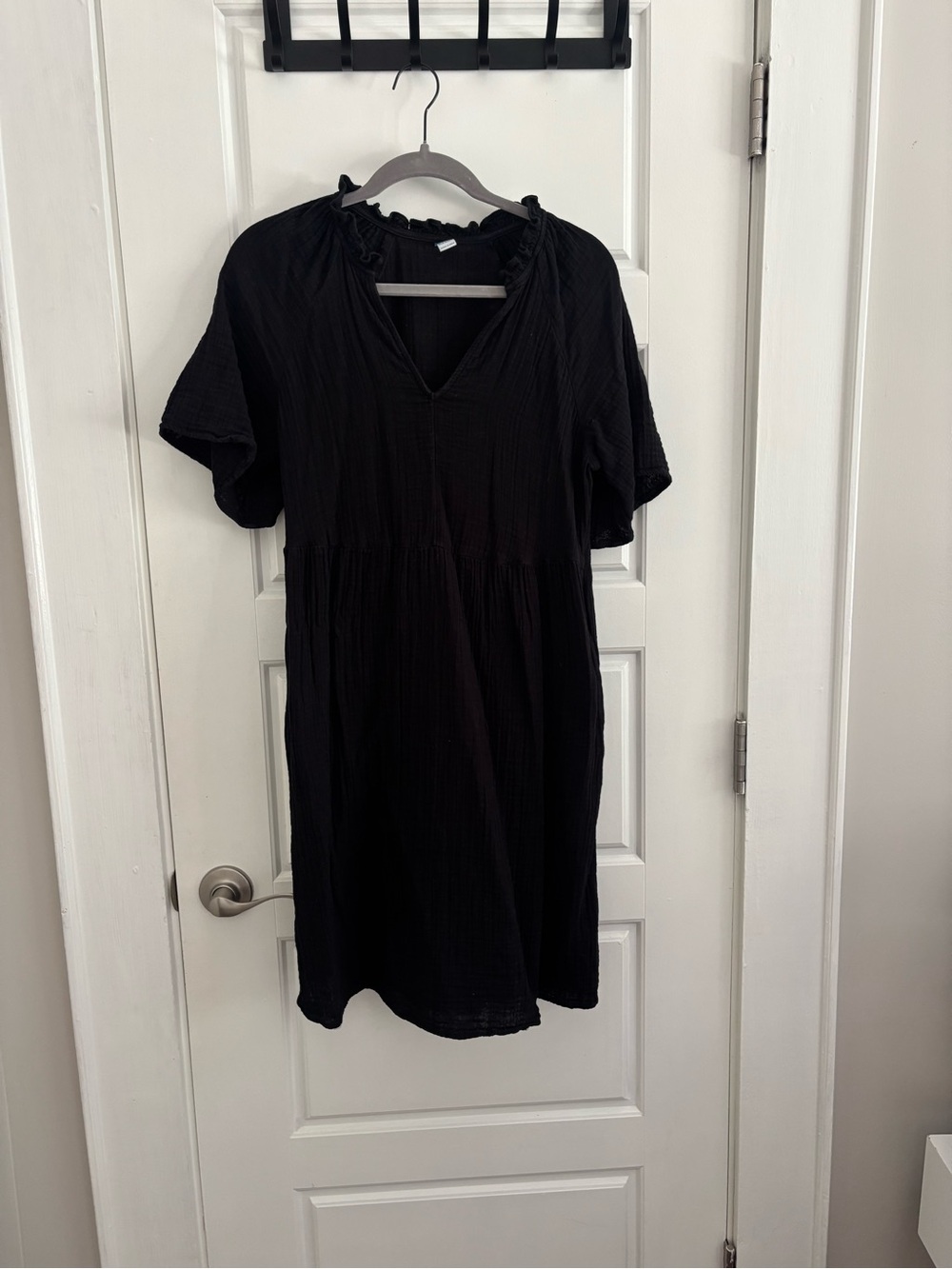 Old Navy Black Mini Dress with Ruffled Neckline